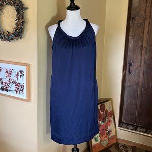 TALBOTS Size 10 Rolled Round  Neckline Summer Dress Classic Navy
$139 NEW